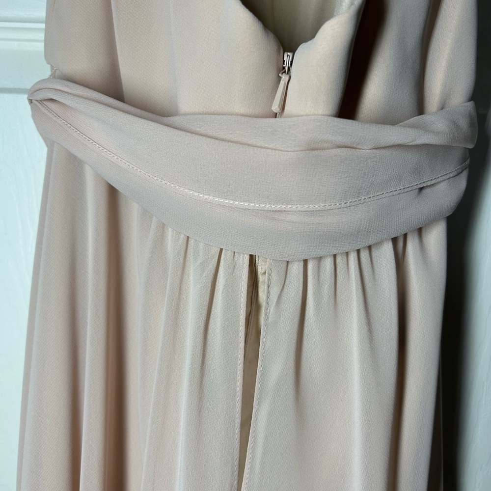 Nouvelle Amsale Daryn Blush Cowl Neck Halter Chiffon Event Dress Wedding Sz 2 - Picture 3 of 11